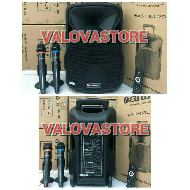 Speaker Portable AIWA 8inch WAS 108 LVD / 108LVD 2 mic pegang