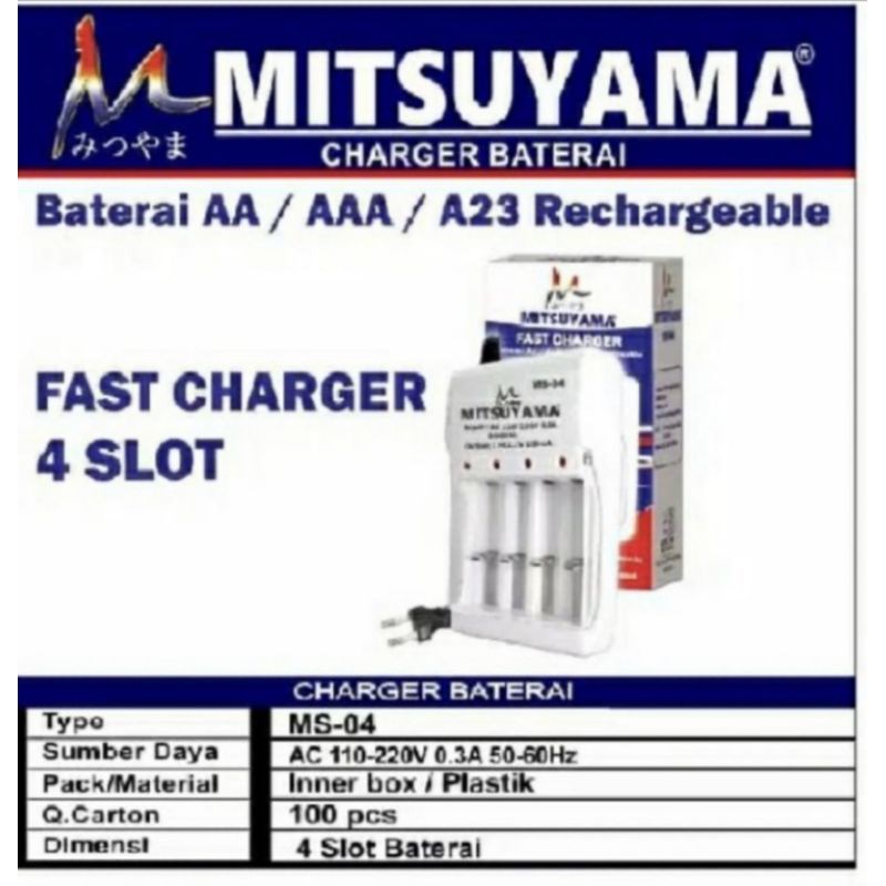 Mitsuyama Charger baterai AA MS-04 4 Slot Termurah