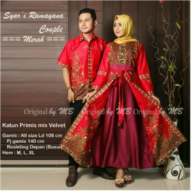 Model baju batik couple gamis valvet/saten