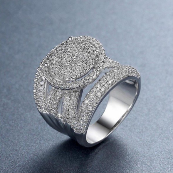 SEUSUK Cincin Silver Antik Desain Matahari Bulat Hias Berlian Imitasi Warna Silver untuk Wanita