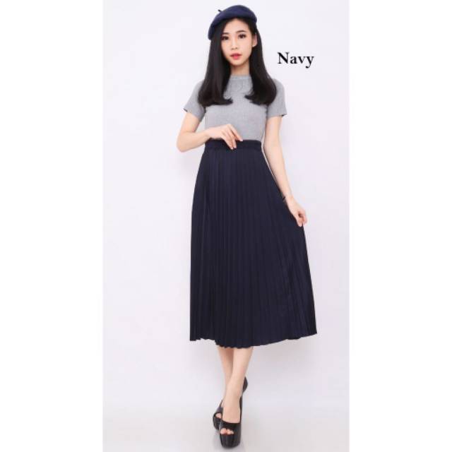 Rok plisket sebetis - Rok wanita pleated skirt 7/8