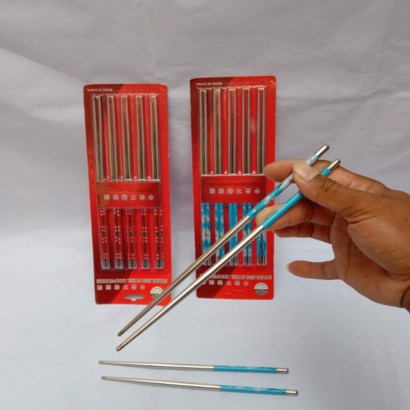 SUMPIT STAINLESS STEEL 5 PASANG / SUMPIT KOREA MOTIF