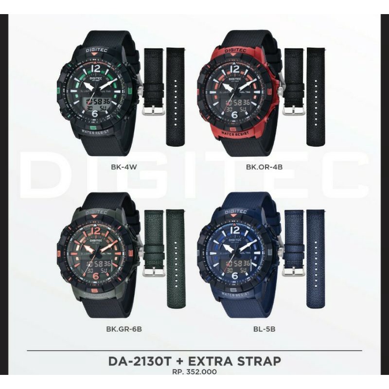 Digitec 2130 Double Strap  Free Kanvas Jam Tangan Pria Original