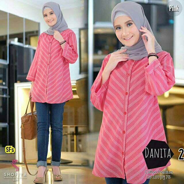Blus Garis - Garis / Blus Wanita Kantoran/Blus Wanita Terbaru