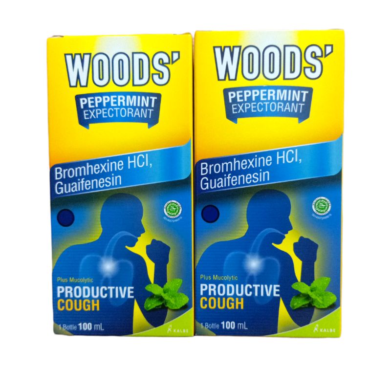 Woods Peppermint Expectoran sirup 100ml (Woods Biru)