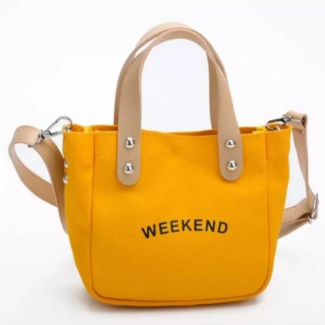 Mini Korean Canvas Weekend Slingbag / Tas Kanvas Slempang Weekend Fashion