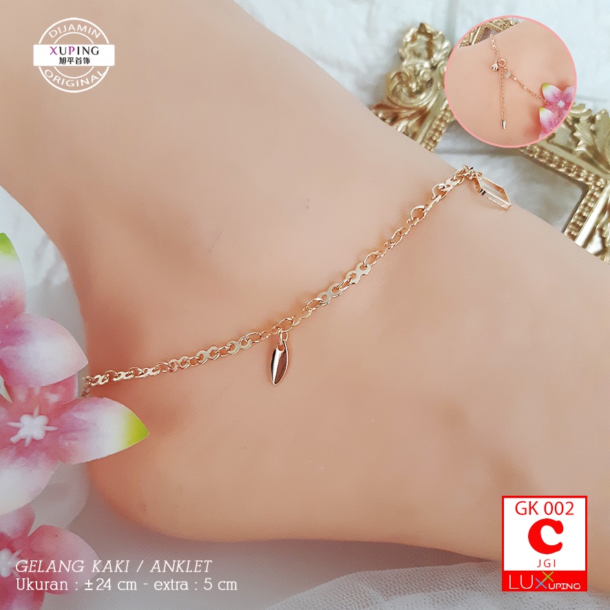 GK 002 Gelang Kaki Xuping Premium Perhiasan Emas Imitasi Wanita Dewasa Aksesoris Kaki Anklet Gold Xuping Ori Luxx Xuping