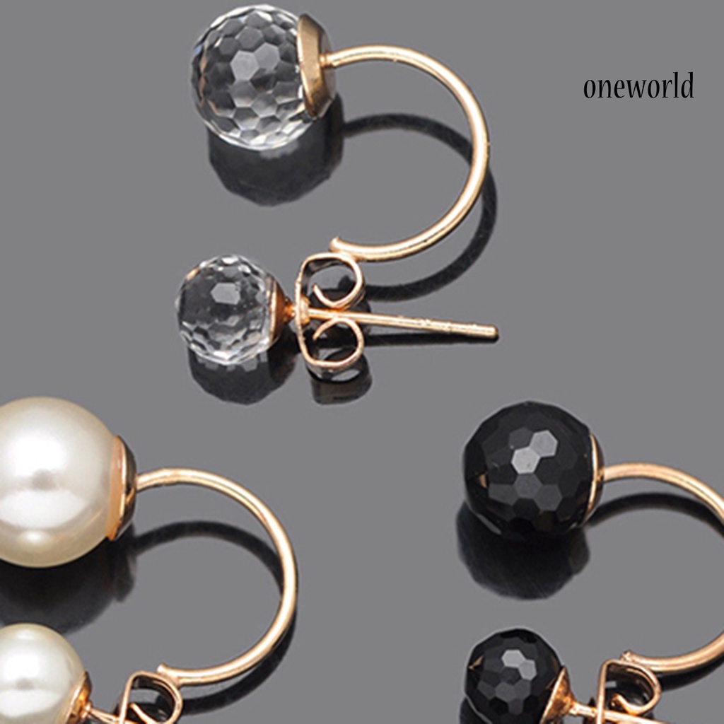 OW@ Earrings Double Balls Design Lightweight Piercing Easily Match Dangle Earrings for Party