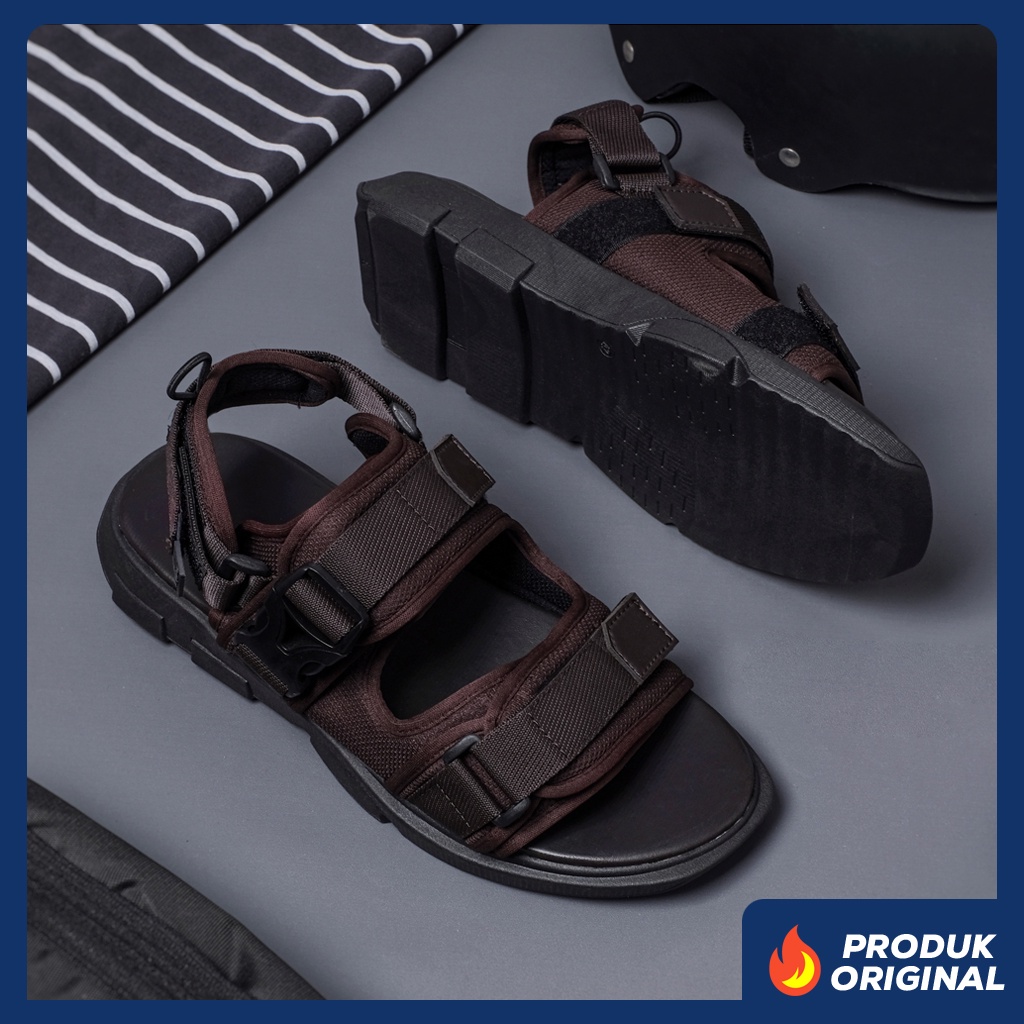 KIND BROWN ORIGINAL x REYL MAN Sandal Casual Coklat Pria Sendal Gunung Kasual Jalan Santai Harian Main Hangout Lebaran Fashion Distro Remaja Traveling Outdoor Premium Travelling Footwear Tali 2 Strap Big Size Jumbo Ukuran Besar 44 45 Keren Terbaru Branded