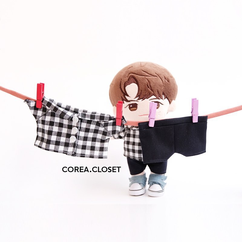 Flanel Shirt FOR 20CM KPOP DOLL BONEKA EXO WANNA ONE BTS GOT7 SF9 X1 SEVENTEEN SUJU IKON NCT SUPER