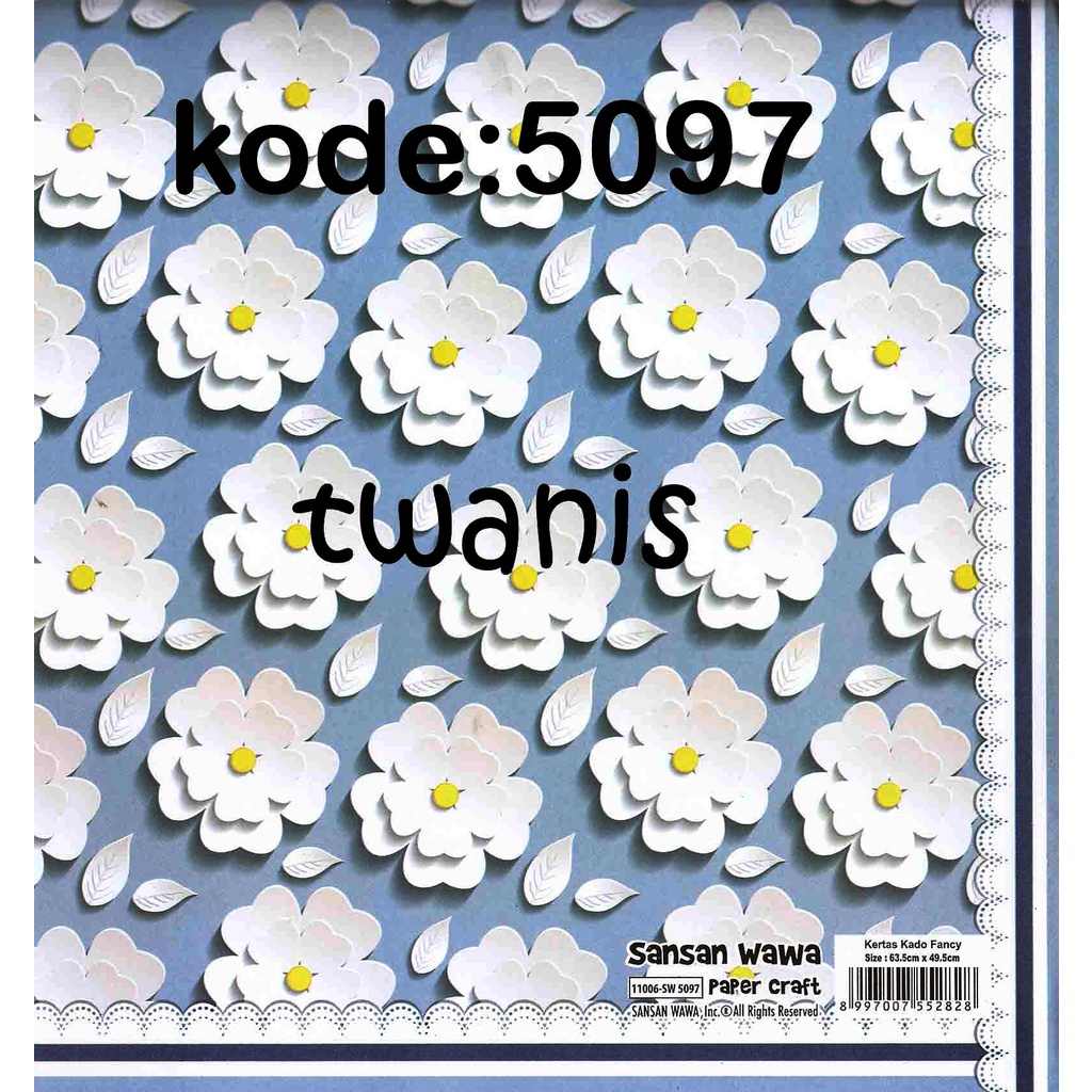 

BUNGKUS KADO KERTAS KADO SANWA BUNGA KODE 5097 ISI 25 LEMBAR BISA CAMPUR MOTIF LAIN MINIMAL 5 LEMBAR PER MOTIF