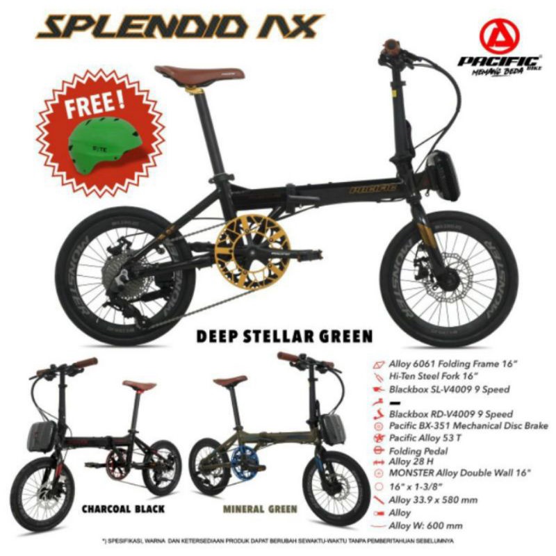 Sepeda Lipat 16 inch Pacific Splendid AX 9 Speed Alloy Double Disc