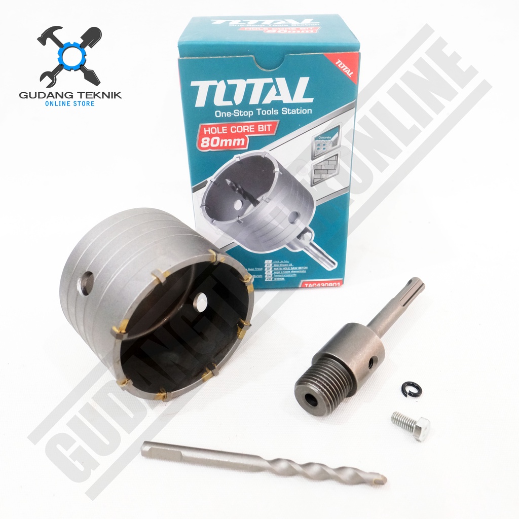 Mata Bor Beton 80mm TOTAL TAC430801 / Hole Core Bit TAC 430801 - Hole Saw Pelubang Beton TOTAL TAC-430801