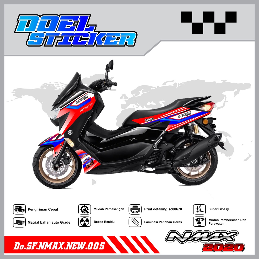 STICKER STRIPING NMAX NEW 2020 - STICKER STRIPING LIST VARIASI HOLOGRAM , CROME YAMAHA NMAX NEW 2020 DOEL 005