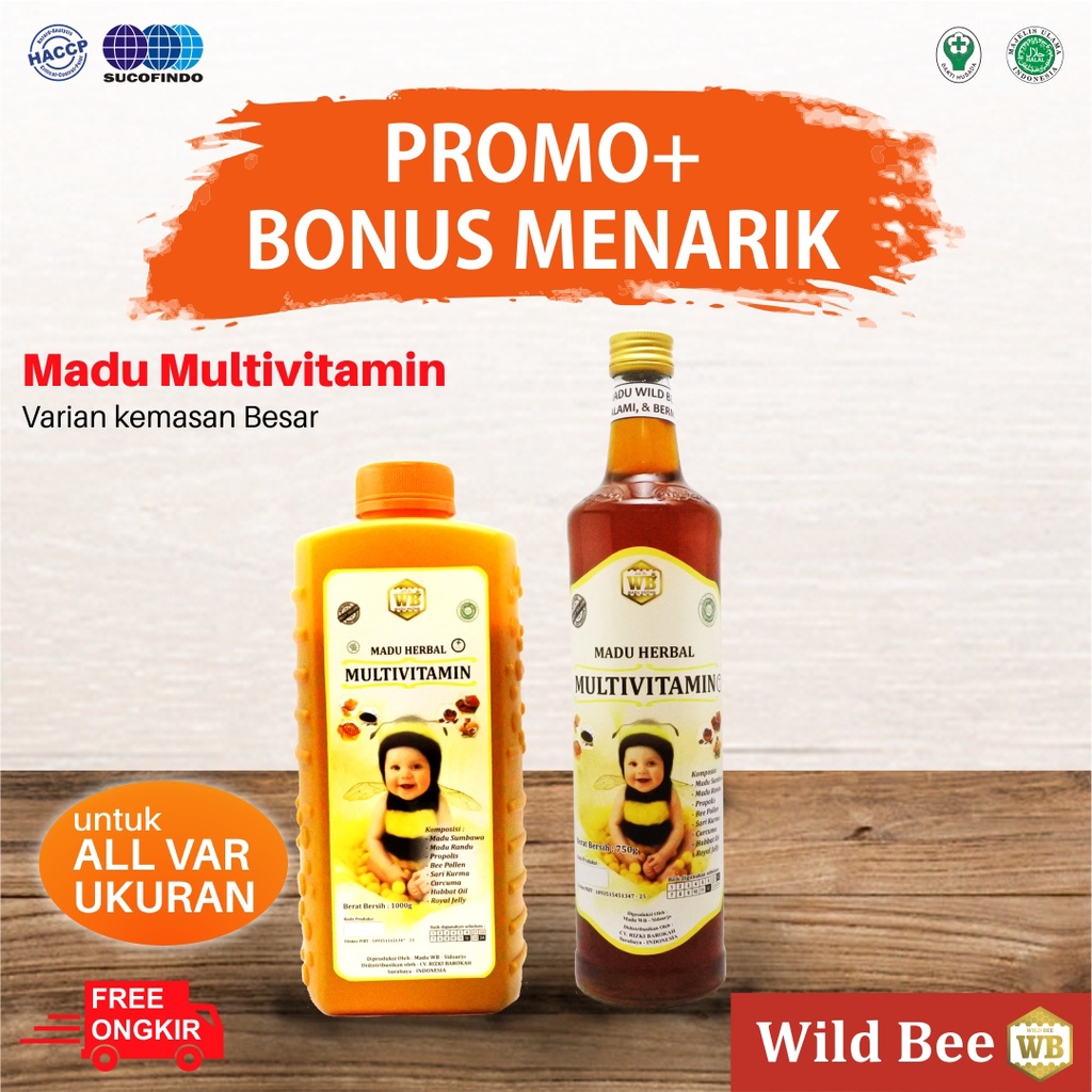 

Madu Anak Multivitamin/Madu Herbal - Garansi Murni & Asli 100% - Wild Bee - Kemasan Besar