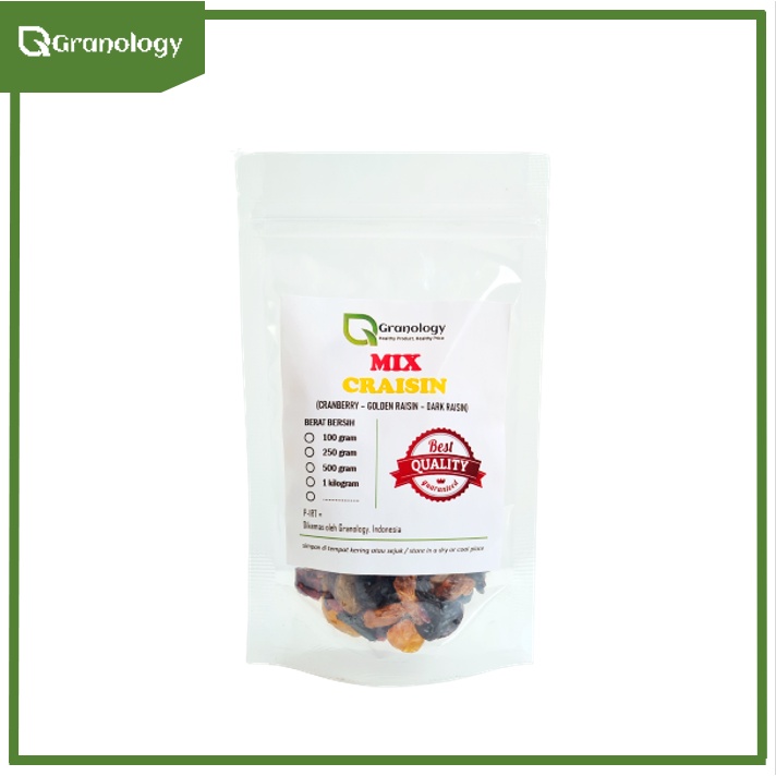 Mix Craisin 100 gram (Cranberry, Dark Raisin &amp; Golden Raisin) by Granology