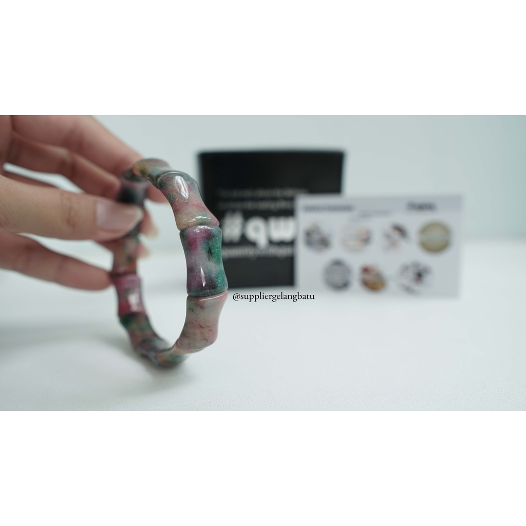 Gelang Batu bloodstone hijau TULANG limited batu alam asli natural