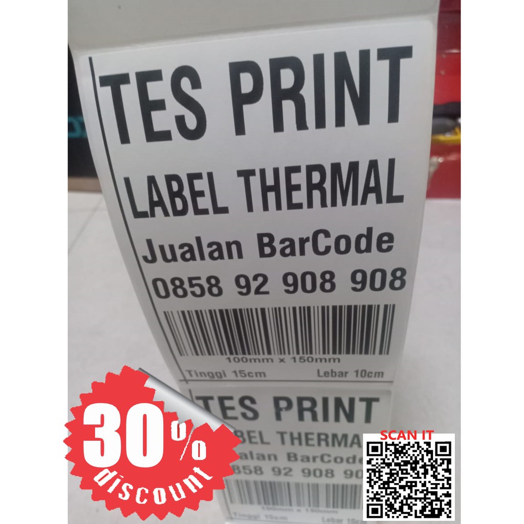 

KERTAS STIKER THERMAL BARCODE 100x150 | 100 x 150 MM LABEL RESI EXPEDISI JNE | WAHANA | SHOPEE