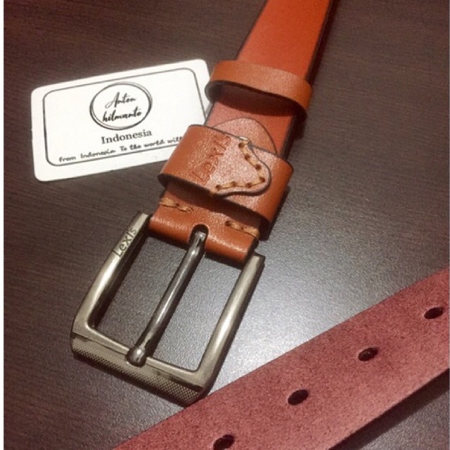 [AHLMN] Ikat pinggang pria desain elegan dengan harga terjangkau model lubang bahan kulit PU #gesper