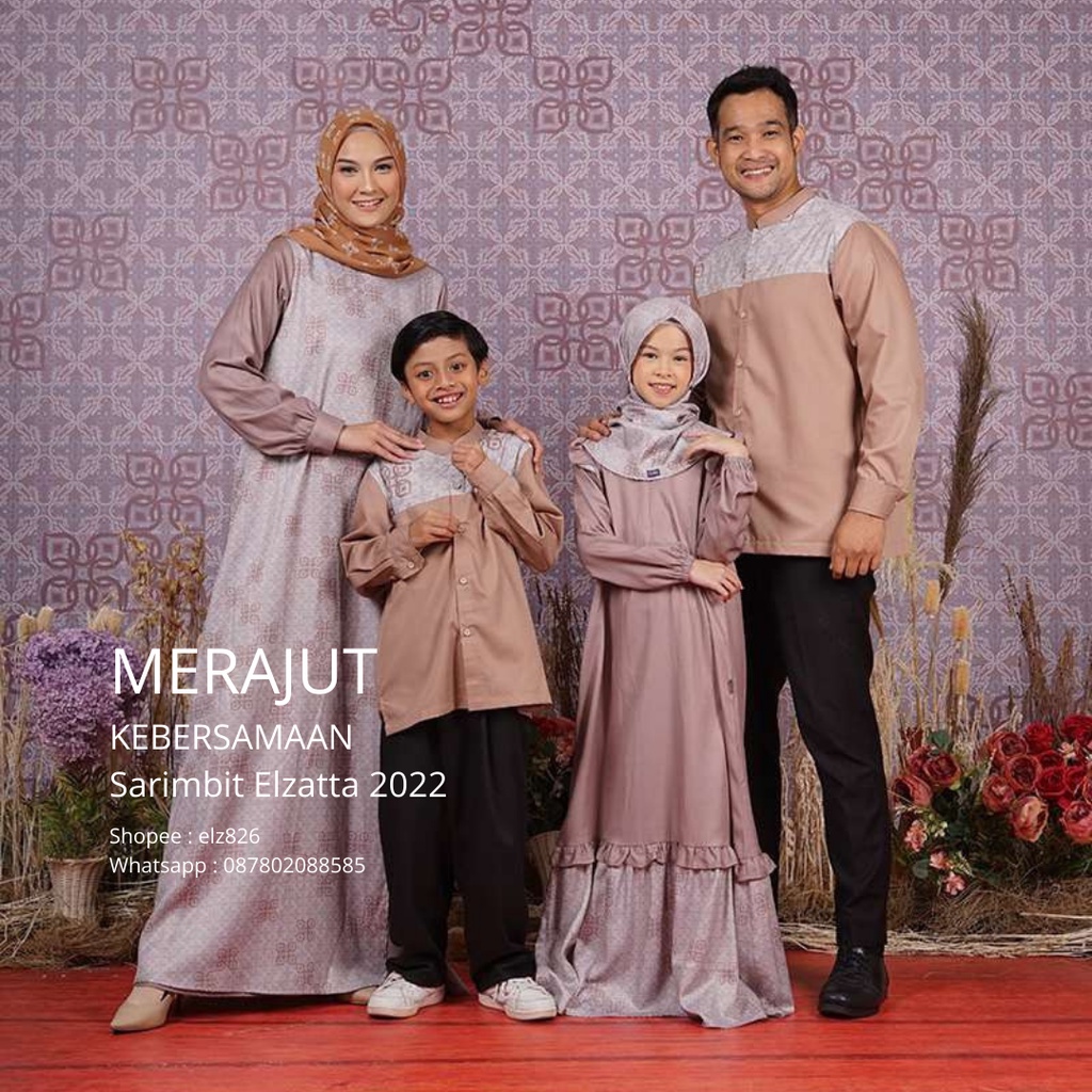 Elzatta Sarimbit Yara   Baju Couple Keluarga batik Couple Muslim Lebaran Elegan Original Premium Warna  Biru dan Cream