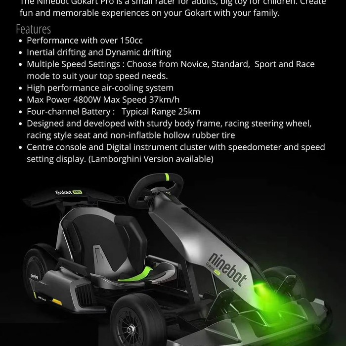 Ninebot Gokart Pro Edition Fullkit (40kmh, 150cc) By Segway