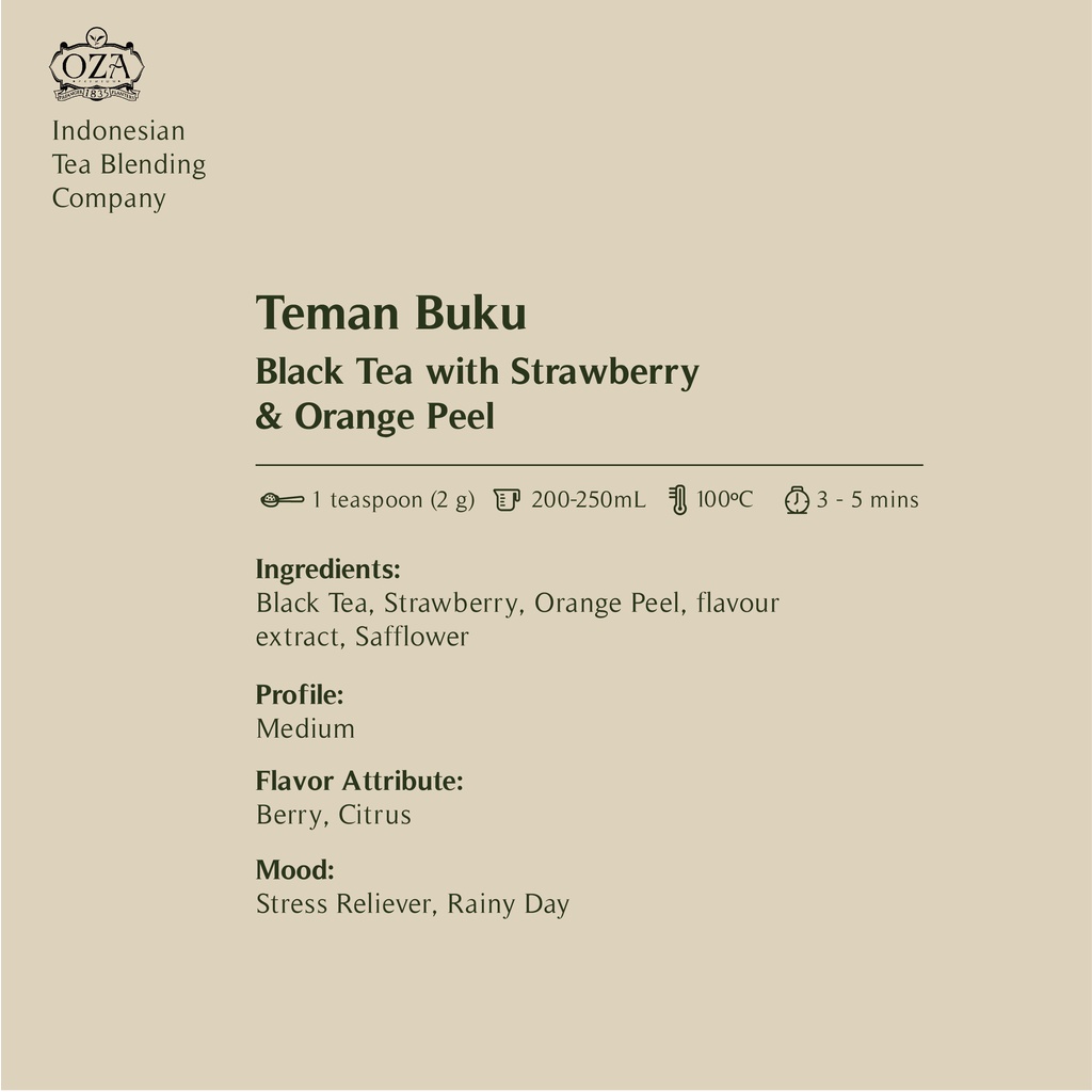 

RK12 OZA Tea - Teman Buku Artisan Tea - Black Tea Specialty Grade Teh Premium 40 gram (20 cups)