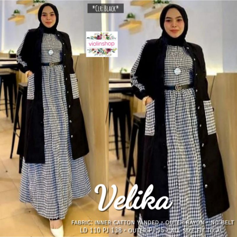 GAMIS MAXY SET OUTER COTTON YANDED + INNER RAYON VELIKA MAXY BY VIOLIN