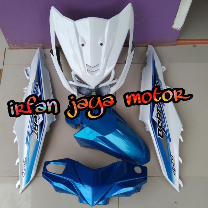 full Halus Cover body full body halus honda beat fi biru putih 2013 2015