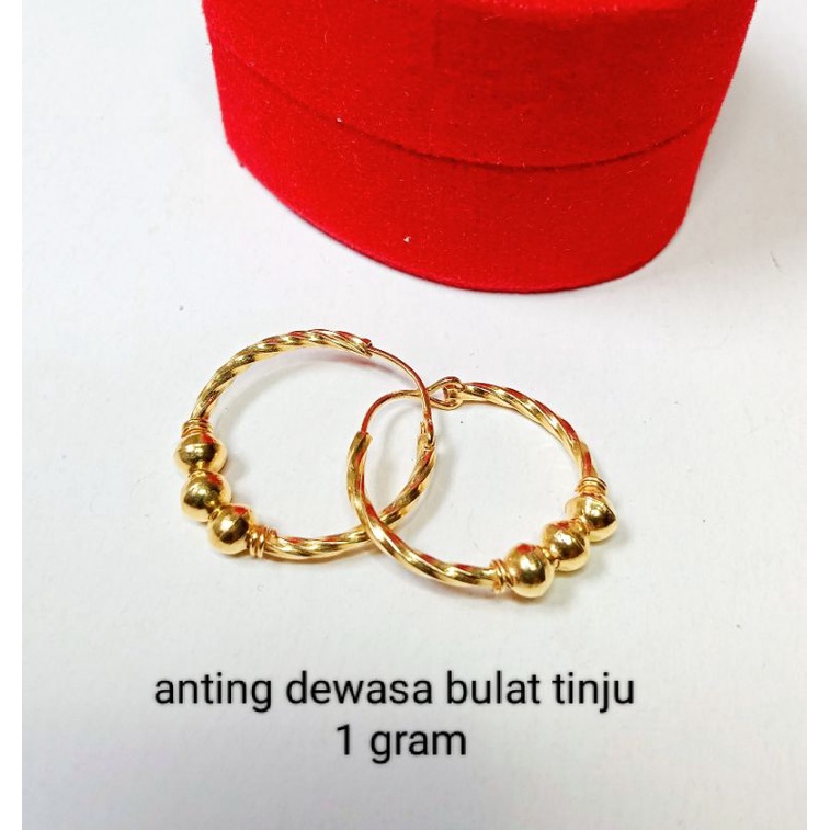 Anting Emas Muda Dewasa Bulat Tinju 1 Gram