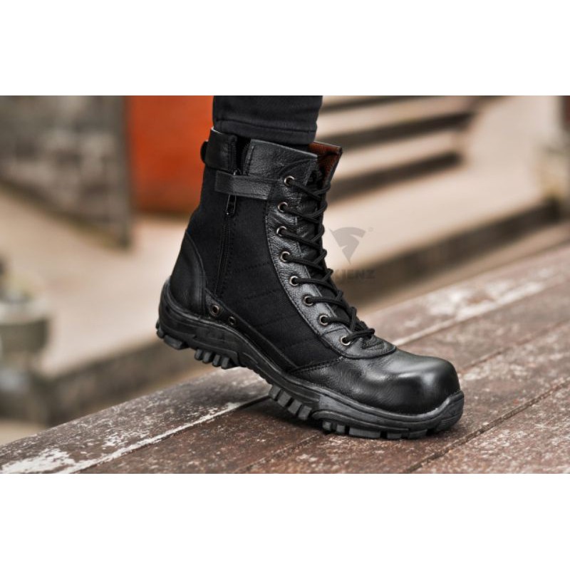 Sepatu Boot Pria Safety Proyek Skienz Tactical Kulit Asli