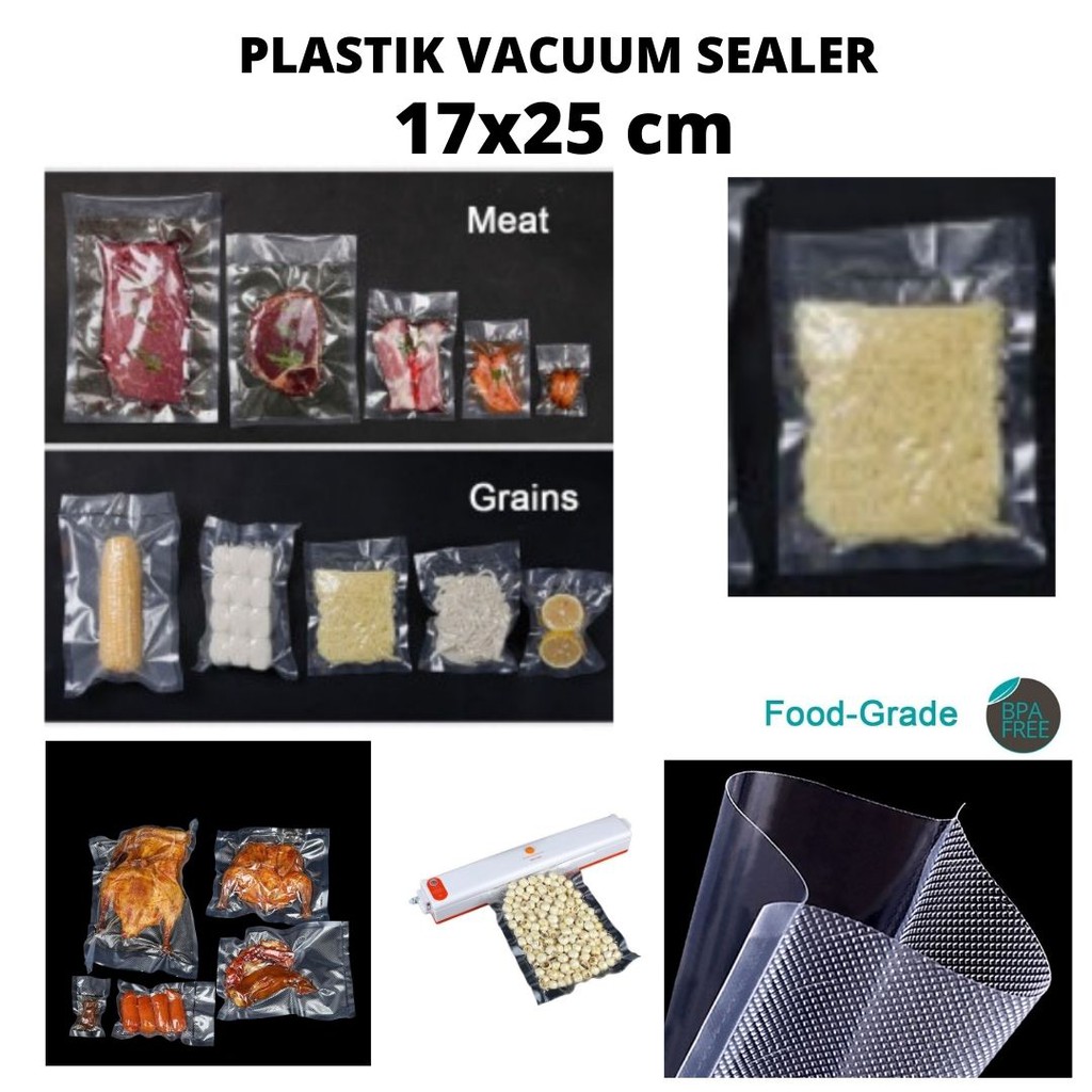 Plastik Bag Vacuum Sealer Mesin Packing Makanan 100 Pcs 17x25cm 111114