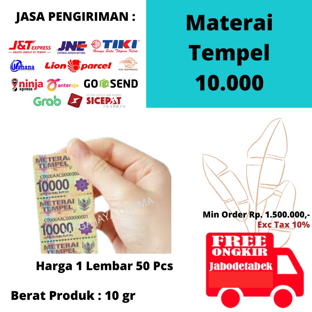 Materai 10.000 Matrai 10 Ribu isi 50 Pcs