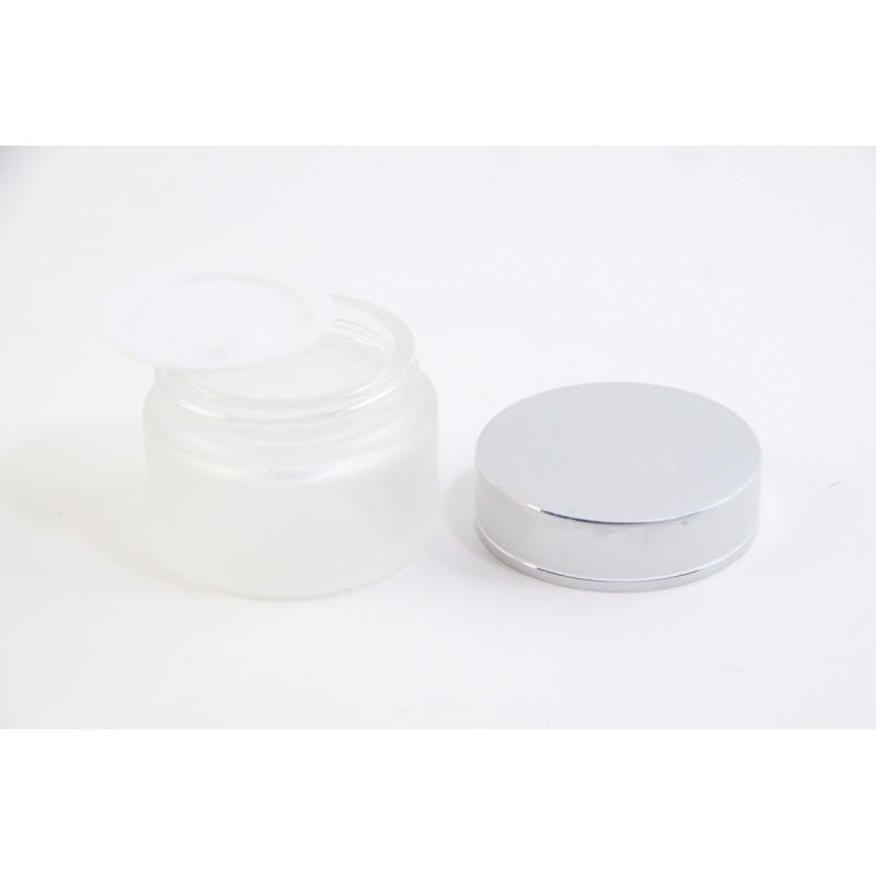 POT CREAM 30GR KACA WARNA DOFF FROSTED TUTUP SILVER MATTE / TEMPAT KRIM MAKE UP WITH INNER LID - TEKNO KITA