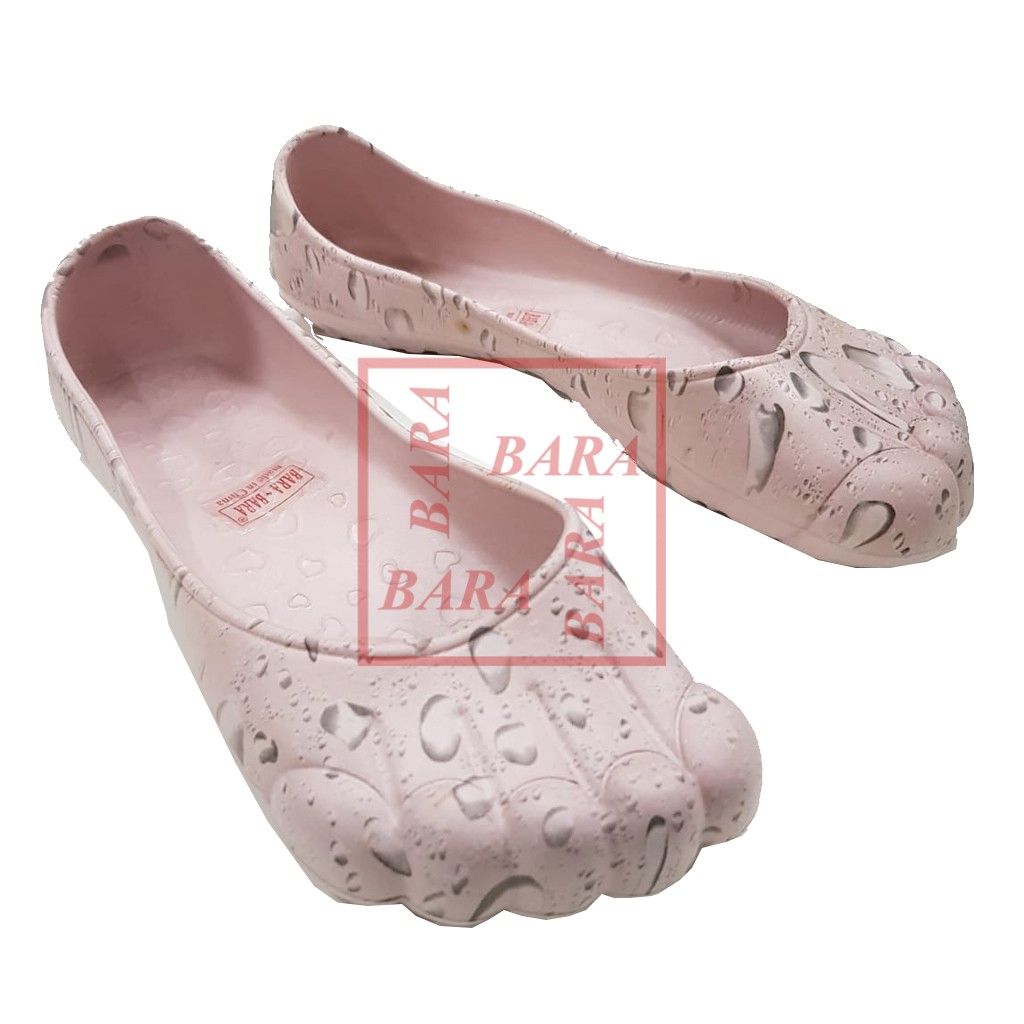 Bara~Bara Flashsale Sandal Karet Jelly Kaki Wanita Motif Percikan Air E005-3 (AG3)-PINK