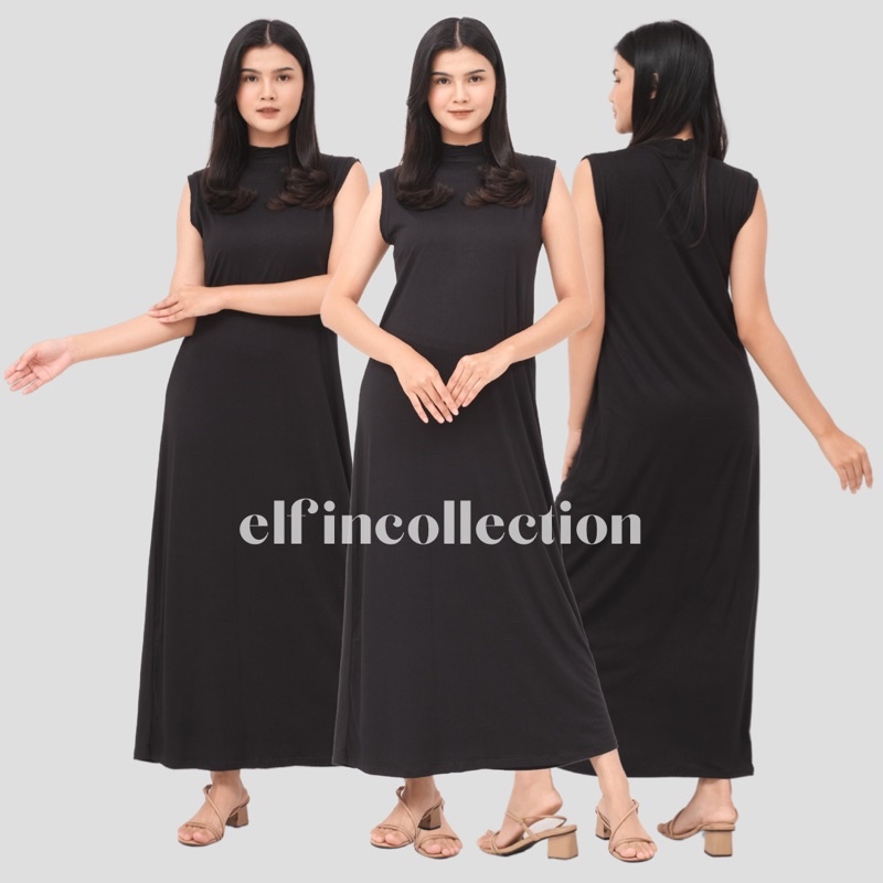 Manset Gamis Kutung Turtleneck | Inner Dress Tanpa Lengan Turtleneck Kaos Rayon Premium | Inner Dress Sleeveless