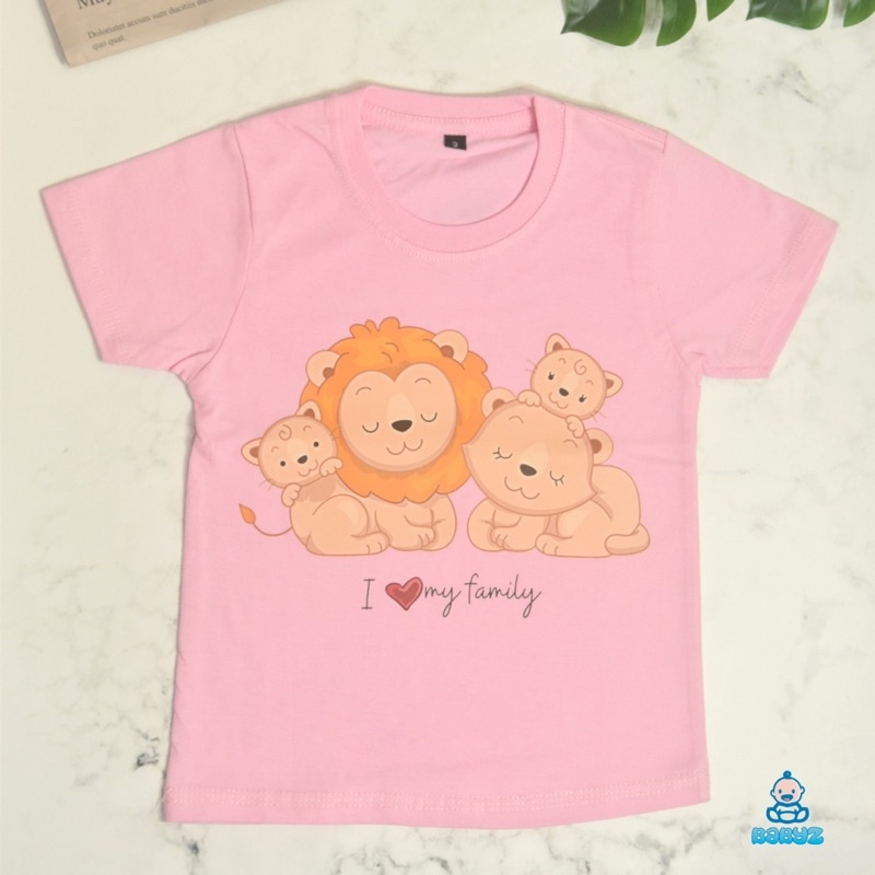 Kaos T-Shirt Baju Anak Laki Laki Perempuan Unisex Family Shirt Model Lion Family