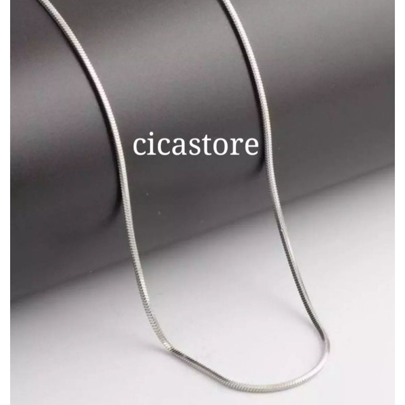 Cicastoree.kalung silver titanium / kalung bulat silver pria dan wanita