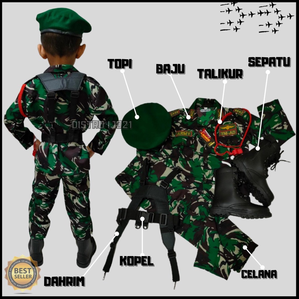 GROSIR!!!PROFESI ANAK POLISI TNI LORENG BARET HIJAU KOMPLIT FULL SET PAKE SEPATU DAHRIM KOPEL MURAH SERAGAM ANAK TNI STELAN ANAK LORENG KOSTUM CARNAVAL AGUSTUSSAN TK PAUD