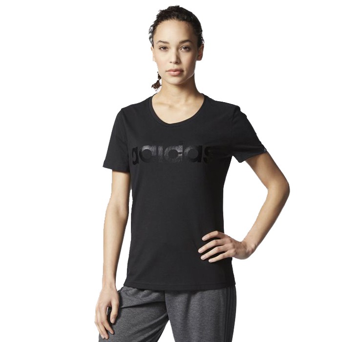 Baju Olahraga Wanita|Baju Senam|Baju Lari|Baju Gym|Baju Adidas Ori|Adidas Linear Black Tee-AY4992
