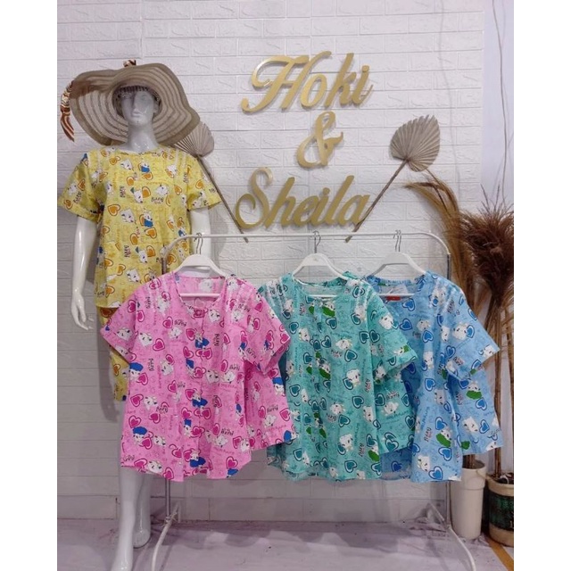 Baju Tidur HOKI &amp; SHEILA katun wanita celana 3/4 (smail bunny)