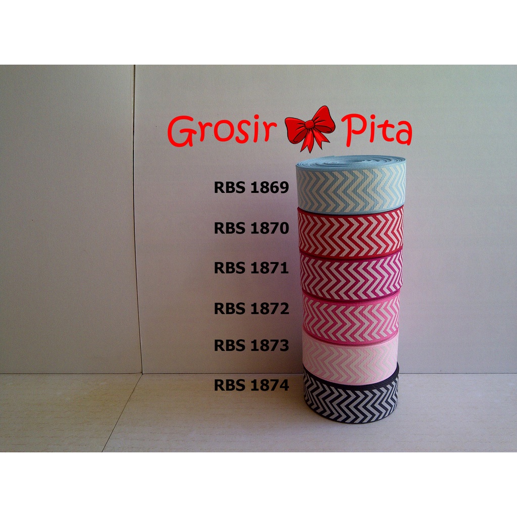 

(25 yard) Pita Grosgrain Motif Zigzag RBS 1869,1870,1871,1872,1873,1874 | Toko Bahan Craft | Grosir Pita