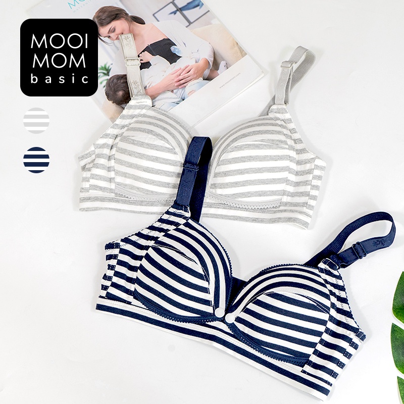 MOOIMOM BASIC STRIPE FRONT BUCKLE MATERNITY &amp; NURSING BRA