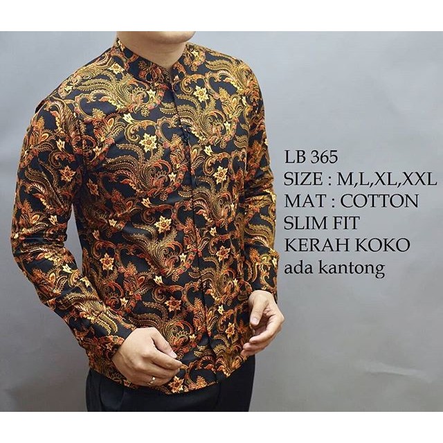 KEMEJA BATIK PRIA SLIM FIT / BAJU BATIK KOKO SLIM FIT LB365