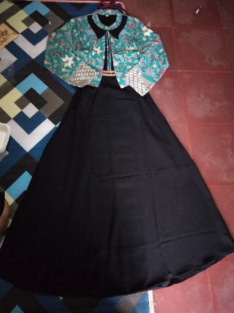 Gamis Batik Blezer  Black Series Busana Muslimah Syari Busui Kondangan Walimah Shabby Ootd