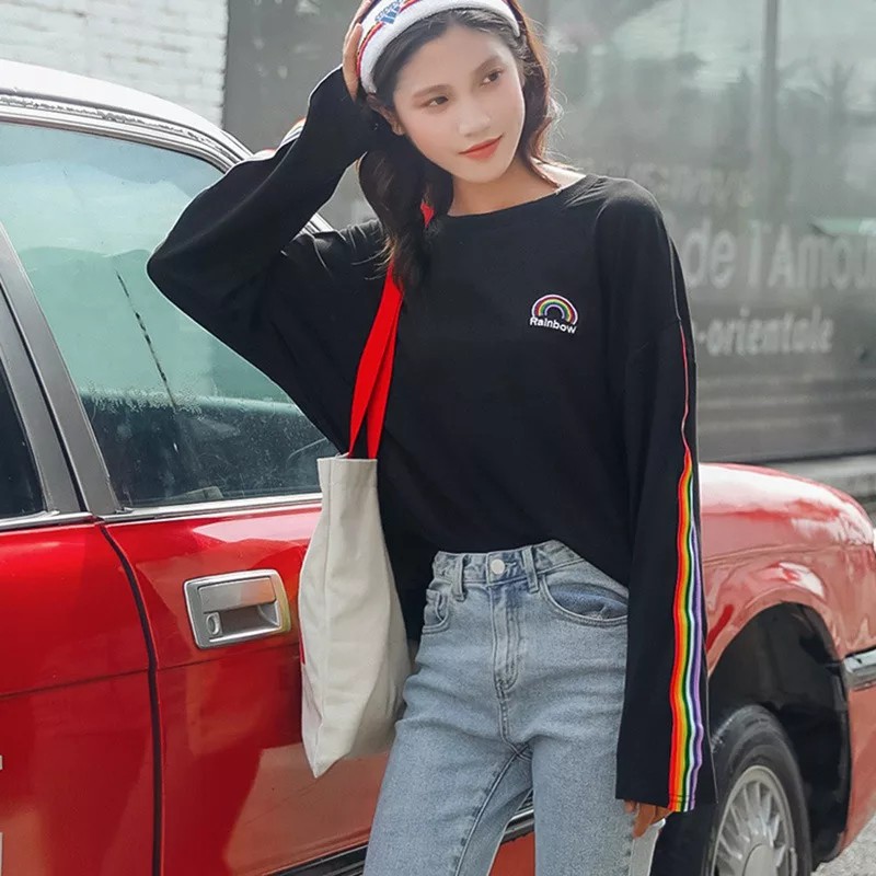 BESS - Sweater Crop Murah Wanita / Sweater Crop RAINBOW