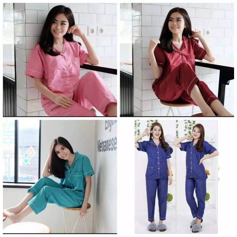 CIAHAW Setelan Piyama CP Embos/Baju Tidur Piyama