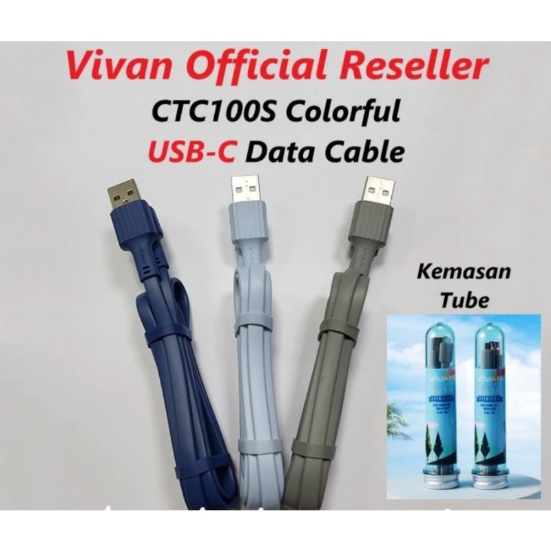 Vivan CTC100S Colorful USB-C Tube Kabel Data Cable 1pcs New CTC100 - RANDOM