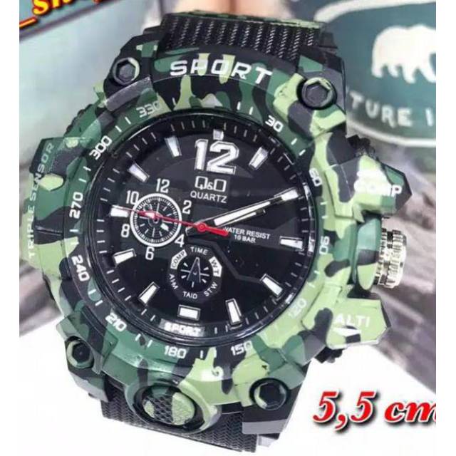 Terima Cod)Jam Tangan Pria Q&amp;Q Loreng Strap Rubber (Dikirim Dari Jakarta) gy ni