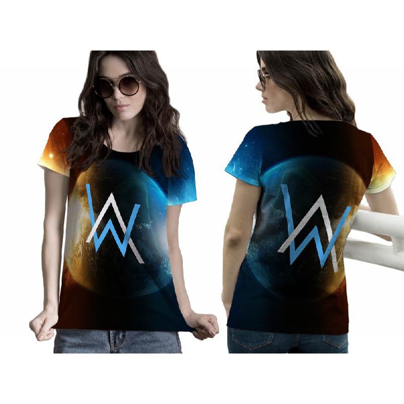 Kaos Wanita Lengan Pendek ALAN WALKER 3D Full Print Sublimation ART 1