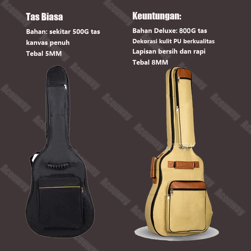 COD 41 Inch Tas Gitar Akustik/Elektrik Cover Waterproof Soft Case Gitar dengan Tali Saku Depan 8MM Cotton Padded